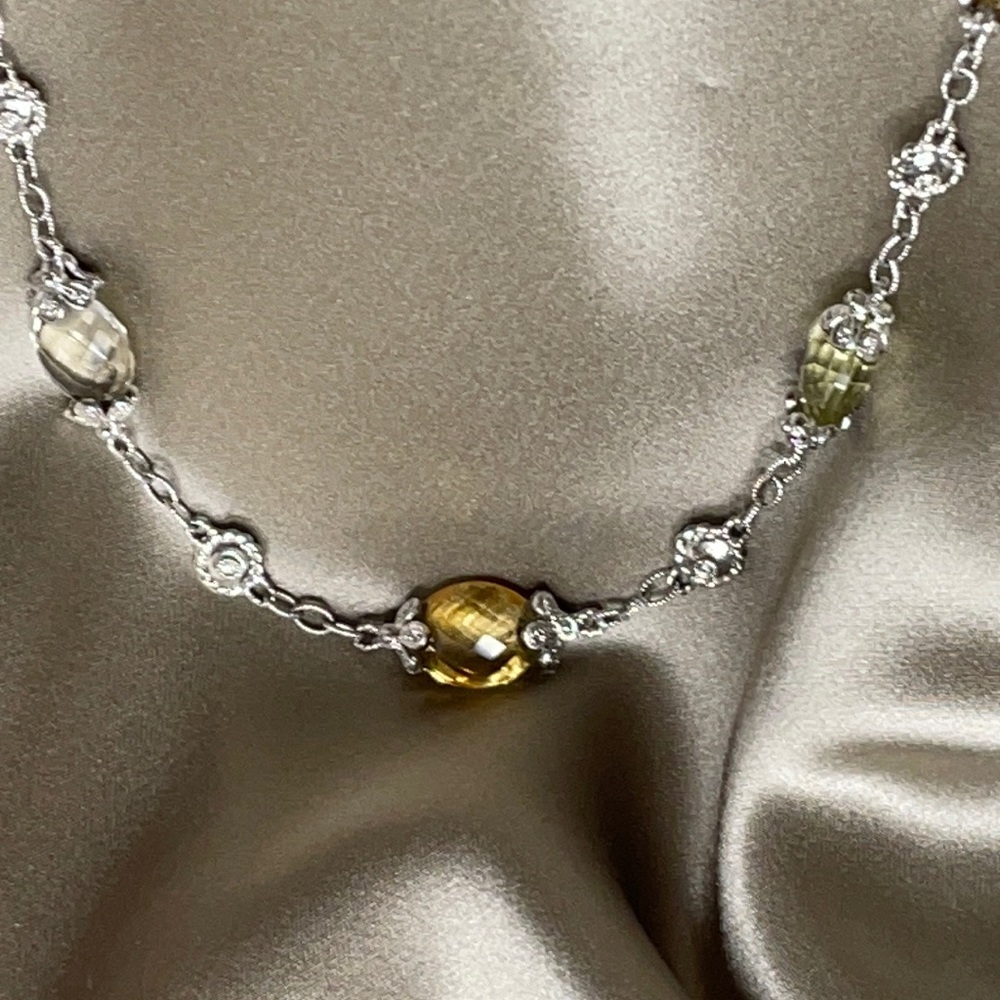 14k White Gold Dia and Gems by the Yard 16”-18”